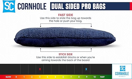 Miniatura 5 de Bolsas de Cornhole profesionales de doble cara, 16 onzas, 6 x 6 pulgadas con relleno de resina de alta calidad, bolsas de frijoles profesionales