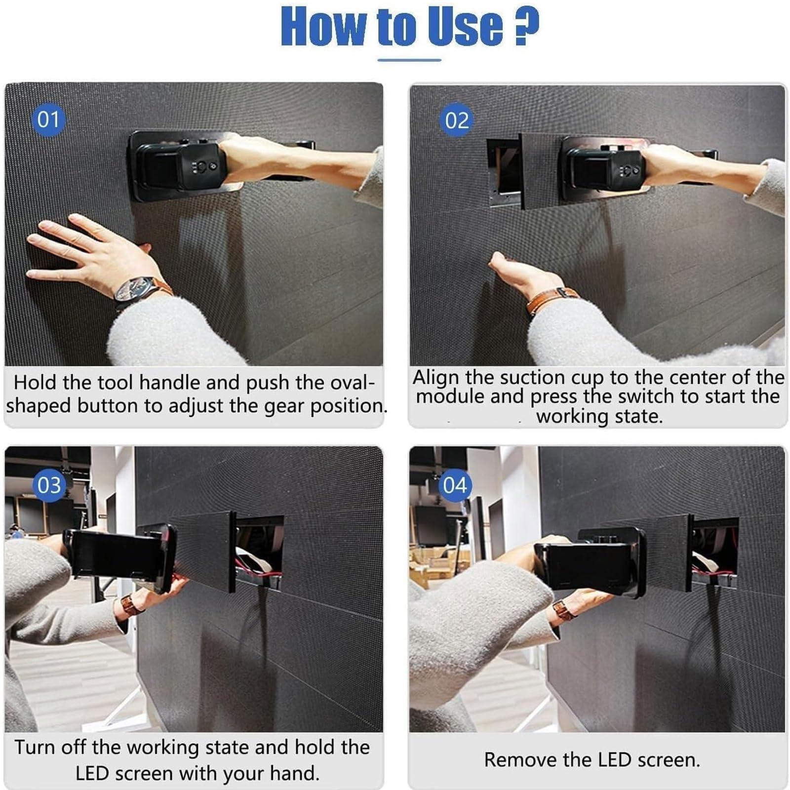 Ventosa Eléctrica Para Mantenimiento Frontal De Pantallas LED, Elevador De Pantalla Portátil 350W, Capacidad De Carga 30 kg, Ventosa Recargable Para Pantallas LED & Pantallas Cu Non-removable-battery