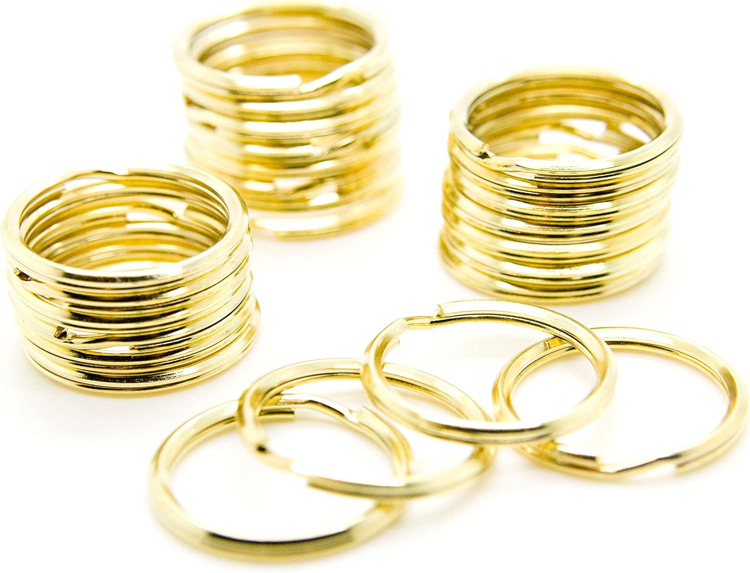 Pack 1000 pcs - 1" (25mm) Brass Plated Steel Gold Key Rings Split Rings