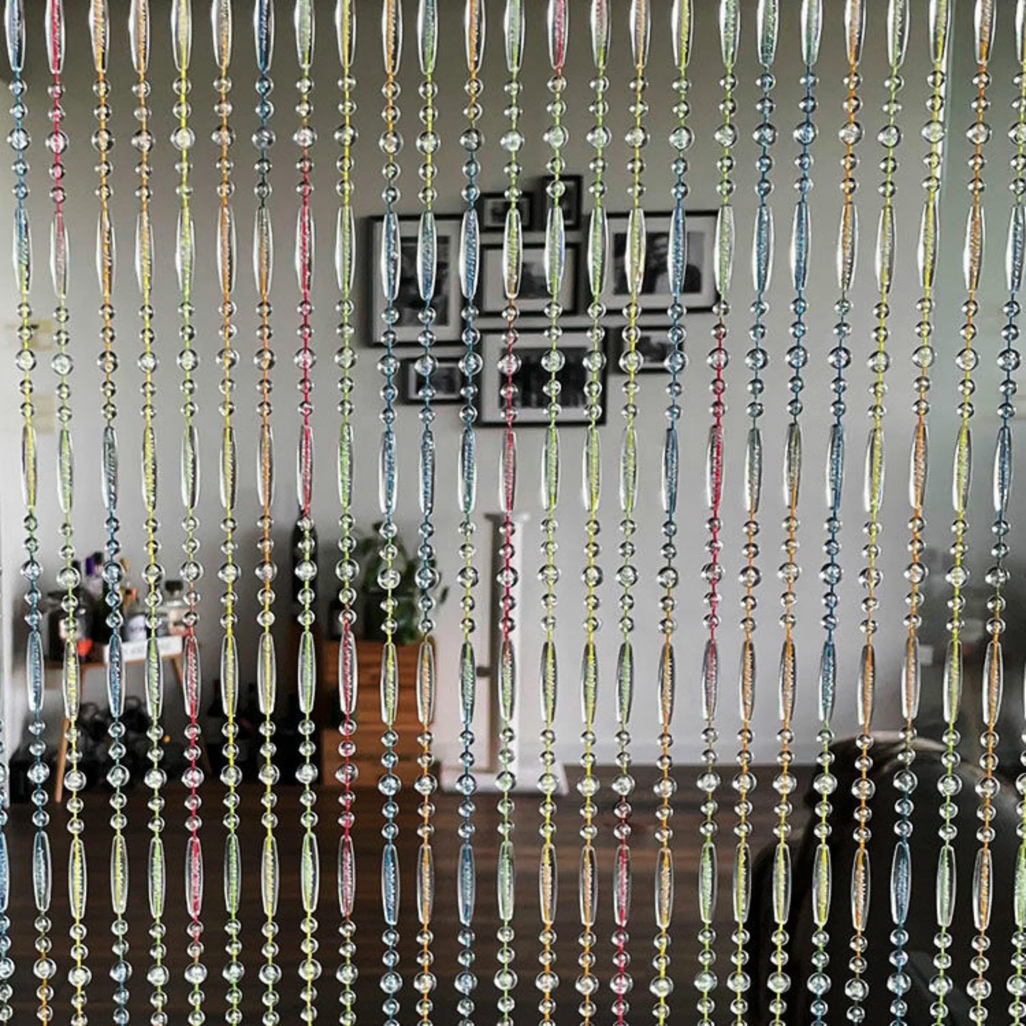 Rideau de porte perles multicolore 100 x 230 cm suspendu pour intérieur