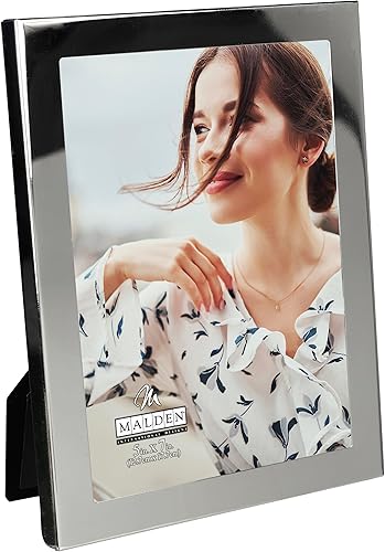 Miniatura 2 de Malden International Designs Essentials - Marco de fotos con grabado de metal plateado, 5 x 7 pulgadas, color plateado