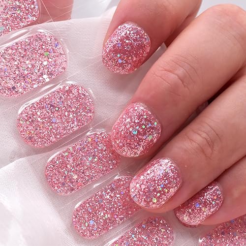 Miniatura 4 de Tiras adhesivas de esmalte de uñas de gel con purpurina, calcomanías adhesivas para arte de uñas, degradados, curadas completamente, tiras de