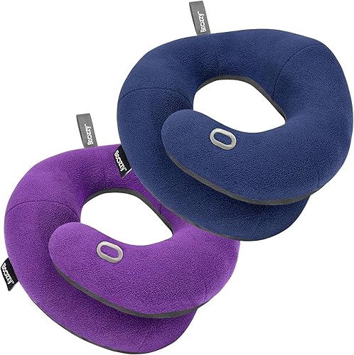BCOZZY Paquete de almohadas incluye 2 almohadas de cuello de viaje para adultos, con doble soporte para un sueño cómodo en el avión. Tamaño grande,