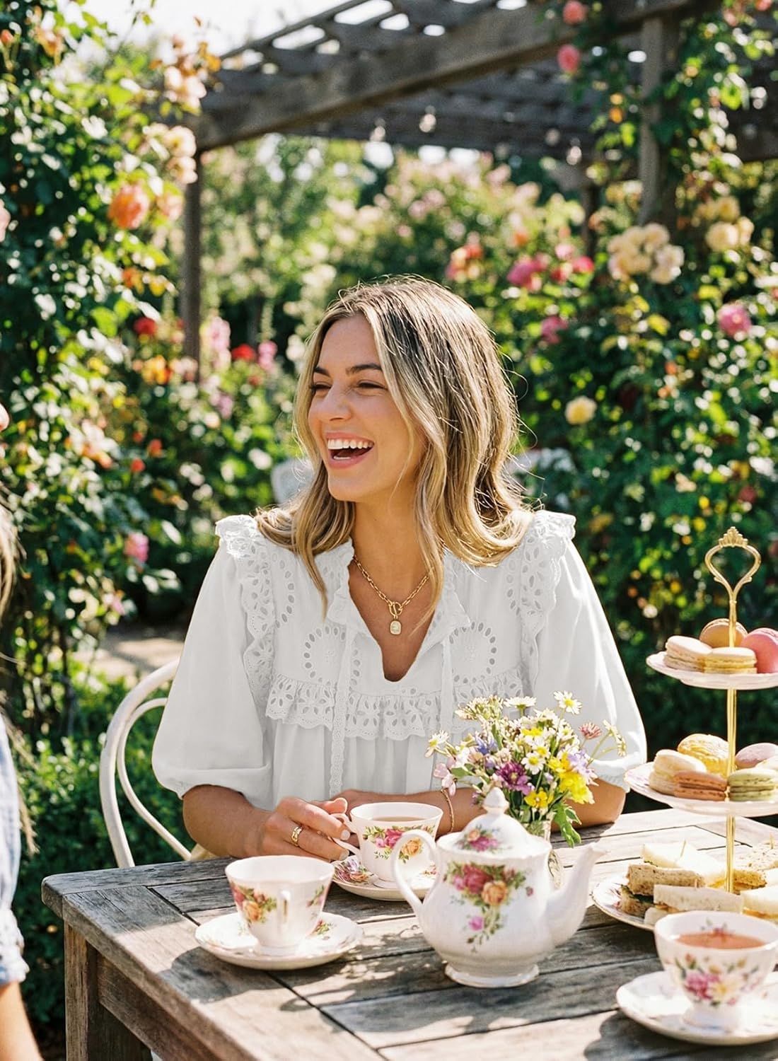 Dokotoo Womens Summer Tops 2026 Boho Short Sleeve V Neck Lace Embroidered Tie Front Casual Loose Blouses Shirts - Image 6