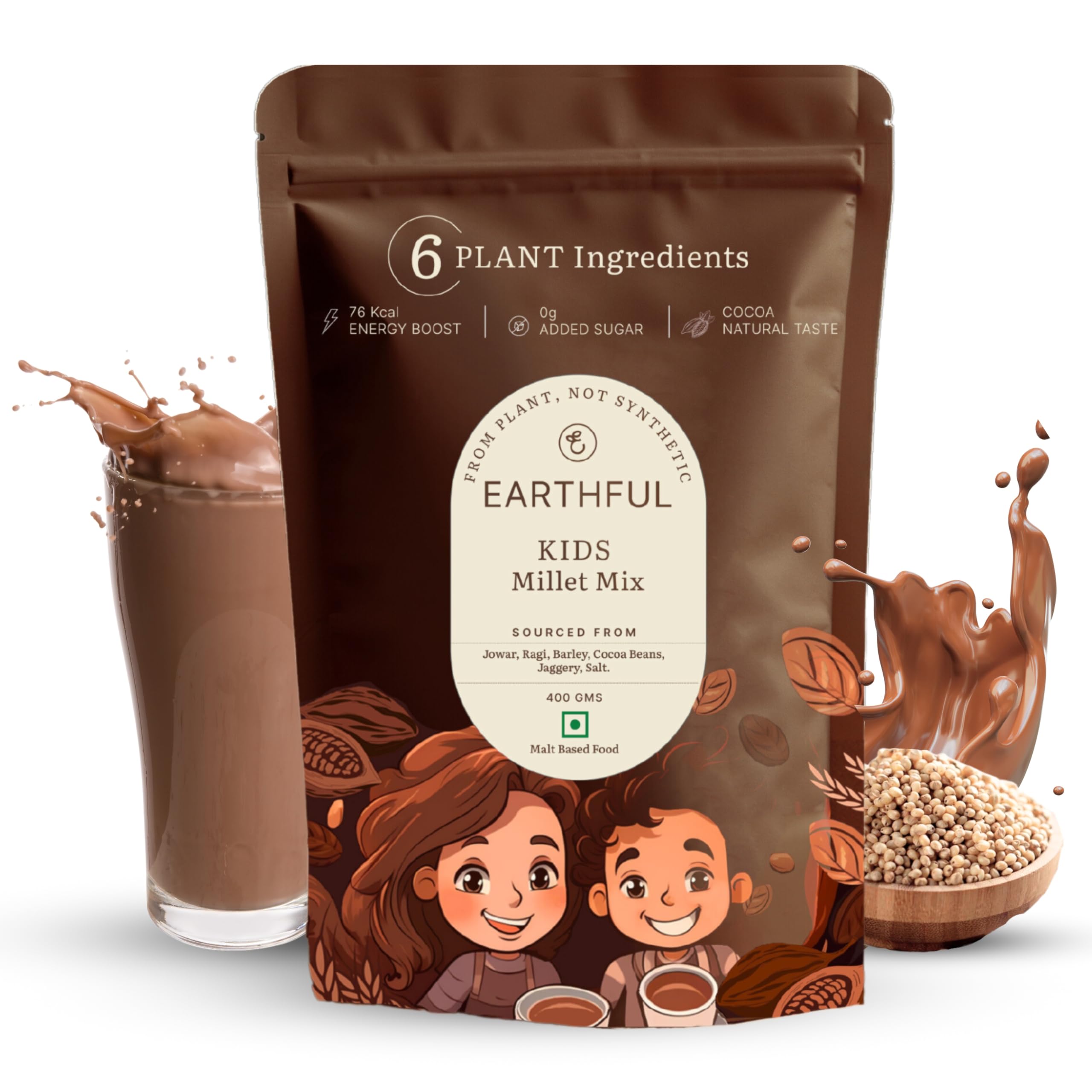 Earthful Kids Millet Mix 400 Gms | 4+ Years | No Refined Sugar | With Jowar, Ragi & Barley | Cocoa, Sweetened with Jaggery (B0CW6CFMV4) Amazon Price History, Amazon Price Tracker