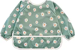 Torange Babador de bebê, babador de manga comprida para crianças, babador à prova d'água para bebê, avental de desmame com LED, babador de alimentação lavável na máquina