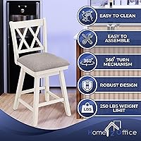 Vista 11 de Home Brookline Swivel Bar Stool Chair with 360° Turn Mechanism, Rustic Farmhouse Stools for Kitchen Counter with Cushion, 24" Seat Height, Black