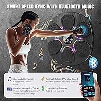 Vista 5 de Music Boxing Machine for Adults & Kids, Bluetooth Smart Boxing Wall Machine with Gloves, 9 Modes, 6 Speeds & 3 Sensitivity, Electric Light Up Music