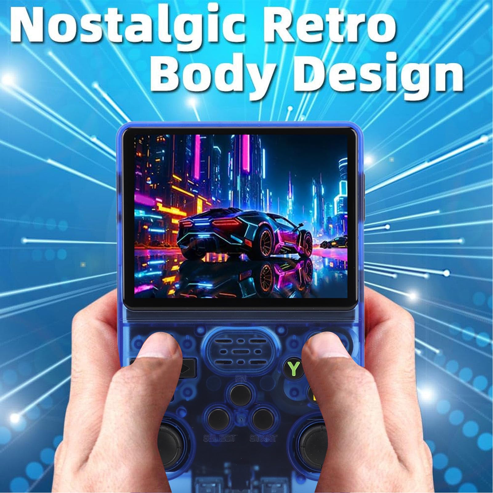Przenośna Konsola do Gier, Konsole do Gier Retro, Podwójne Joysticki 3D, Ekran IPS 3,5 Cala, Przenośne Gry Wideo w Stylu Retro 64 GB / 128 GB, Bateria 3000 MAh