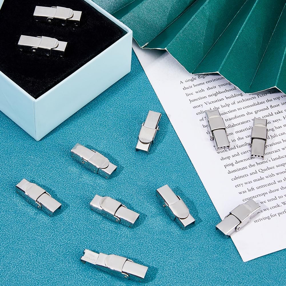 DICOSMETIC 12Pcs Stainless Steel Watch Buckle 25mm Watch Band Clasps Watch Clasps Replacement Rectangle Watch Buckles Locking Clasps for Watch Accessories Making - Image 5