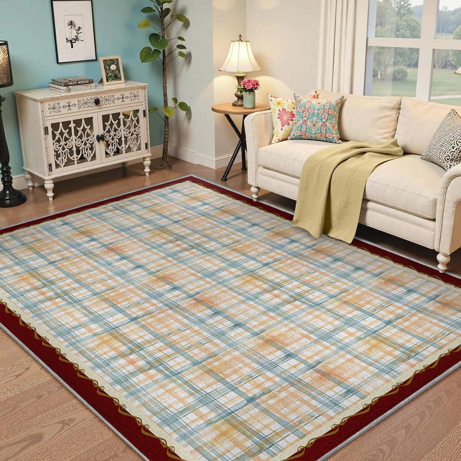 Tapis à 80x150cm carreaux décontractés zone dentrée carpette unique ferme paillasson lavables moquette antidérapants poil bas lentrée Cuisine Sol avant Moquette carreaux Salle bain Chambre tambours