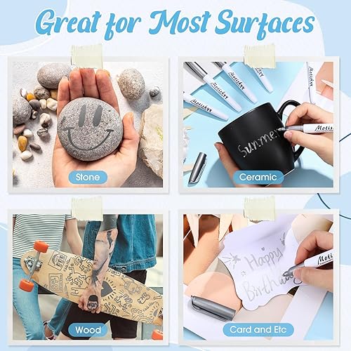 Miniatura 6 de 48 marcadores metálicos permanentes a granel, marcadores metálicos a granel, punta media, bolígrafo de pintura de secado rápido para aula,