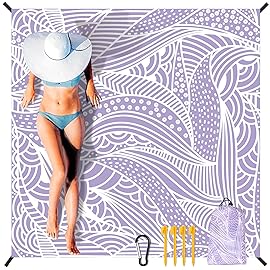 HIHOHO Beach Blanket Waterproof Sandproof Extra Large Beach Mat 79 X 83/120x108for 1-8 Adults Quick Drying Durable Outdoor Picnic Mat for Beach Travel Camping Hiking