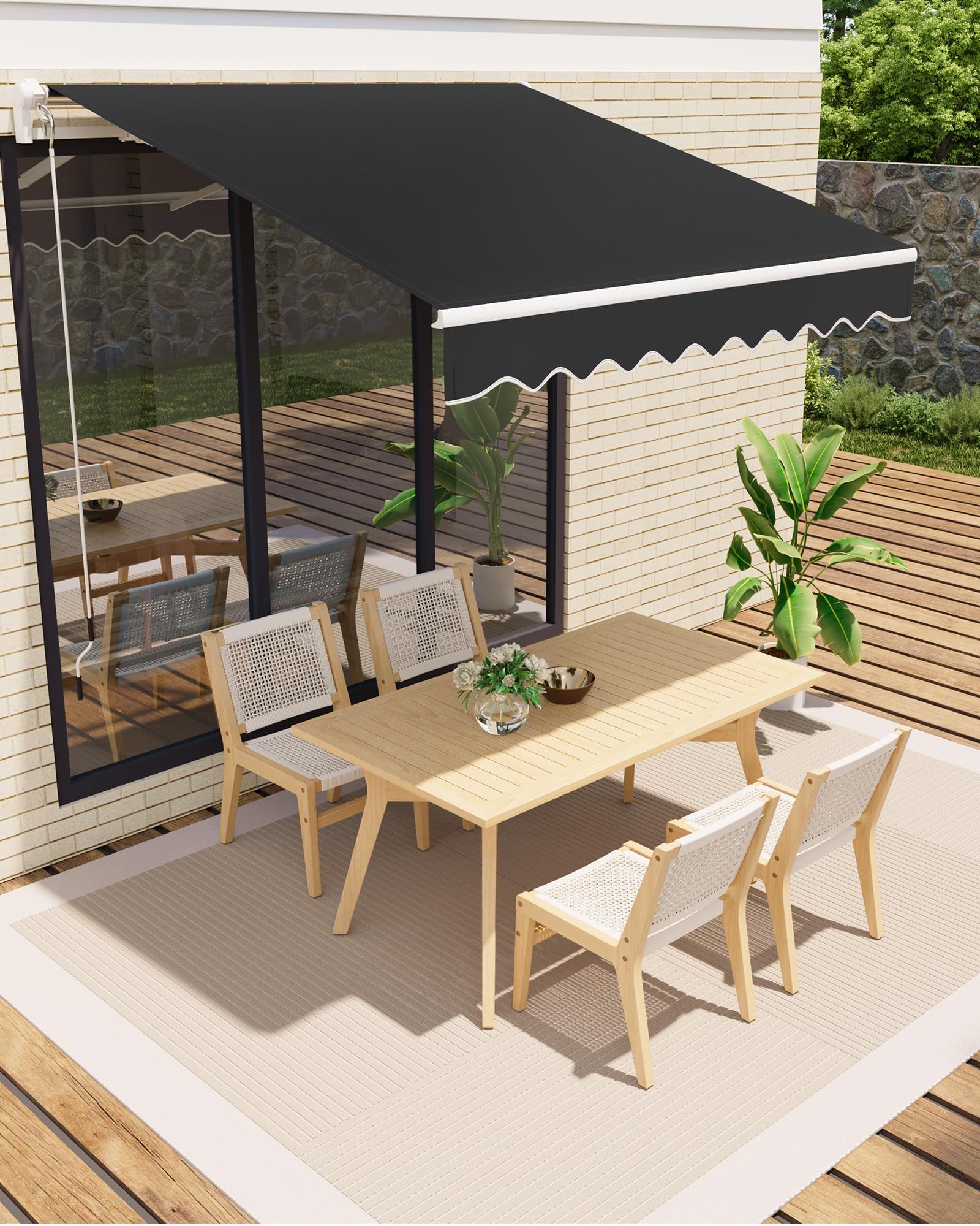 Tenda da Sole 350x250 cm per Esterni con Manovella, Protezione UV50+ | Tessuto idrorepellente, Inclinazione regolabile, Supporto a parete, Terrazza, Balcone, Patio