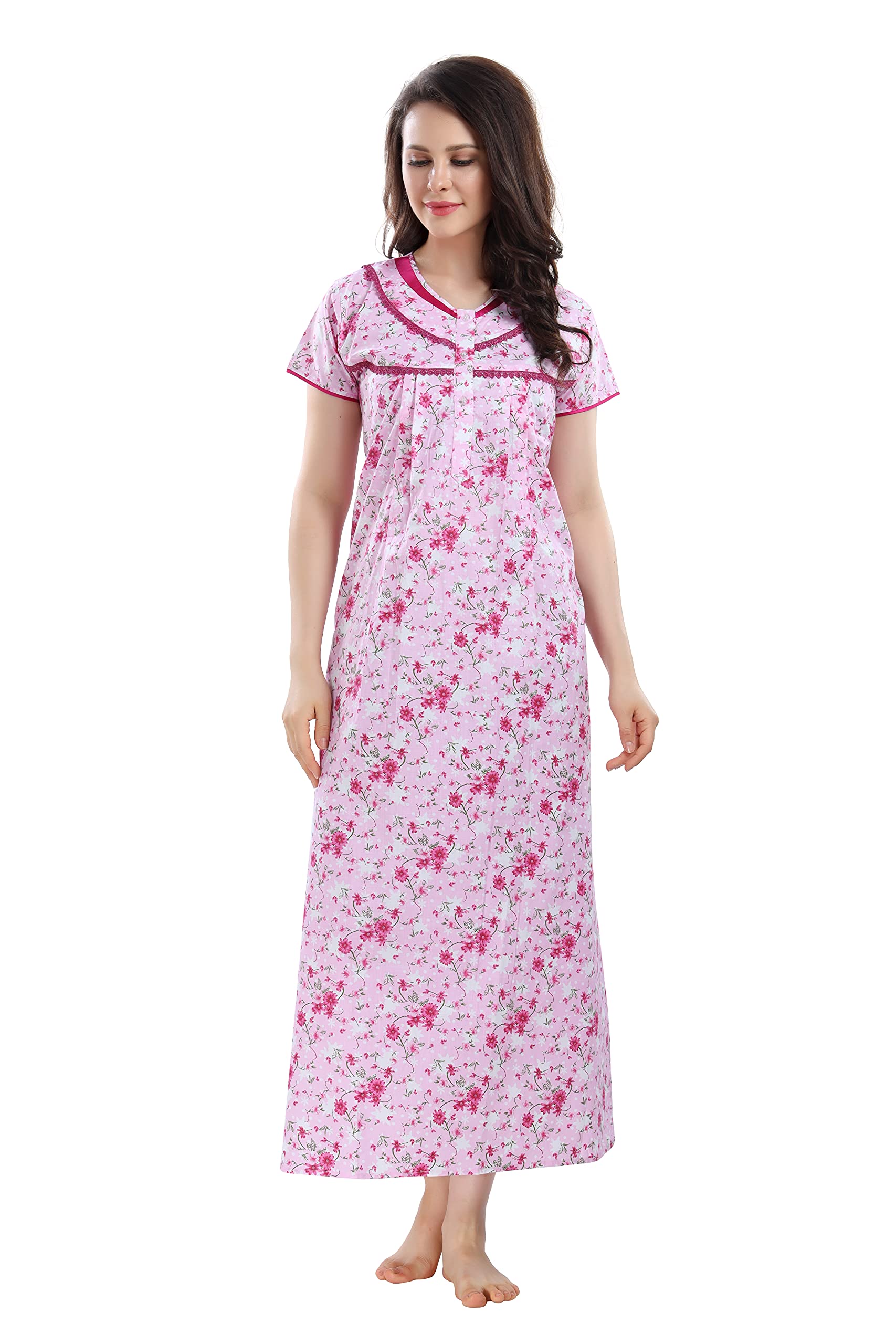 Women Printed Cotton Nightwear Nighty|Womens Night Wear Maxi 7150-image-12