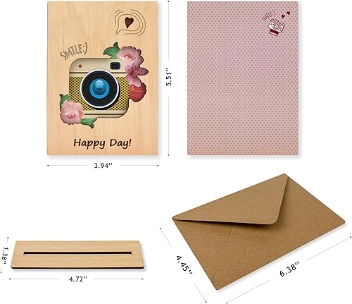 Miniatura 5 de KRASS Regalos de cumpleaños para él, tarjetas de felicitación de madera para él, familia, amigos, regalos de cumpleaños para ella, tarjeta con sobre