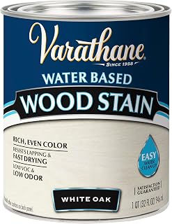 Varathane 384807 Water-Based White Oak Wood Stain Quart - Low Odor 1-Coat Coverage for Furniture Cabinets