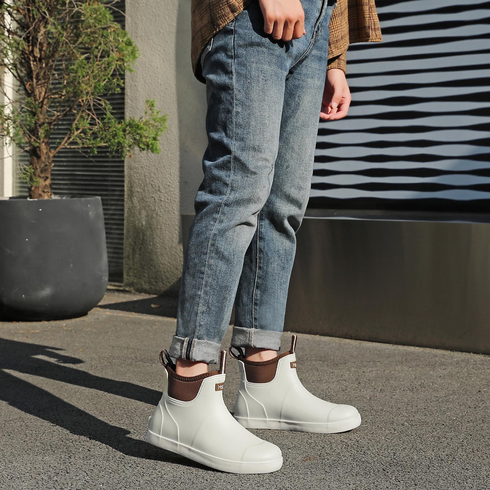 Yenxapei Stivali Gomma Uomo, Stivali Da Pesca, Stivaletti Antinfortunistica Uomo, Da Esterno Antiscivolo Da Pioggia Shorty Boots, Comode Leggere Scarpe Da Giardino