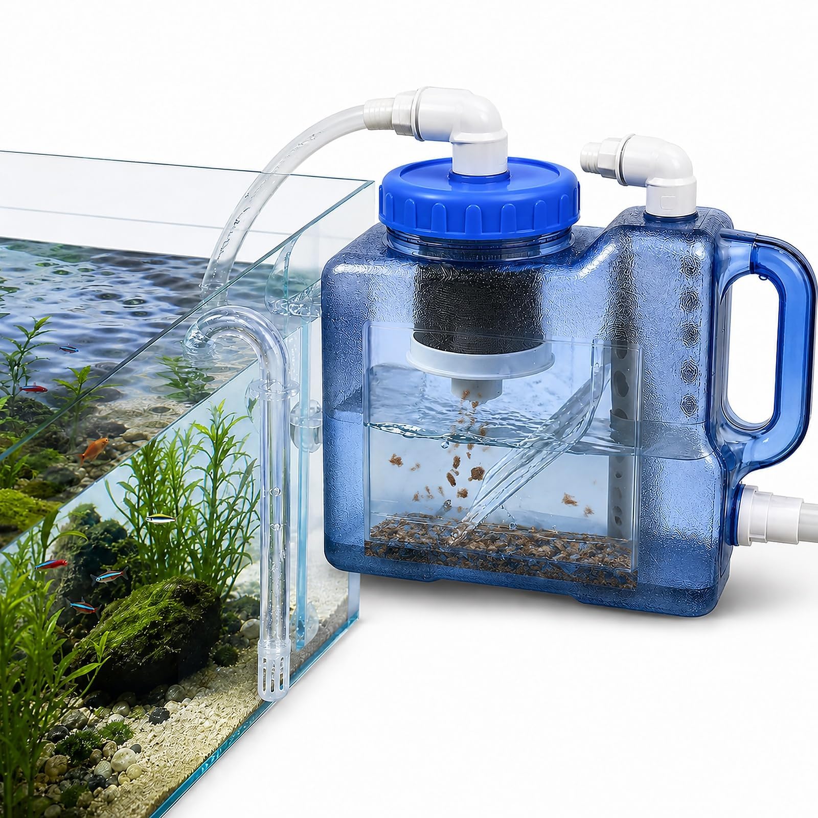 Raccoglitore Esterno di Rifiuti per Pesci, Pulitore per Filtri per Acquario, Aspiratore di Feci per Acquario, Contenitore per Sedimenti di Grande capacità da 3 Litri, Design 12mm