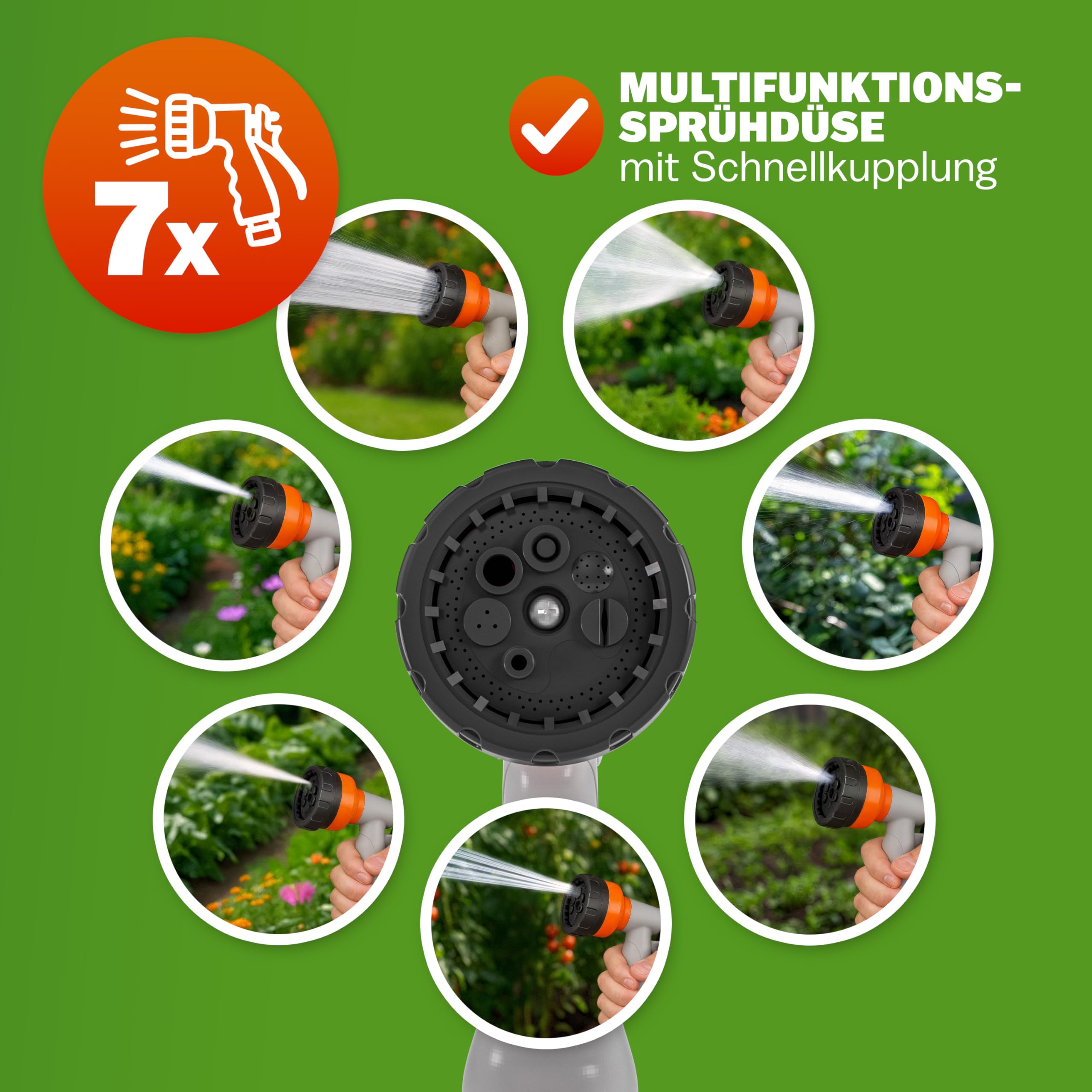 GARDEBRUK® Schlauchtrommel 20m + 2m mit Wandhalterung Garten 1/2' Multifunktions-Handbrause Schlauchführung Schlauchaufroller Wandschlauchbox