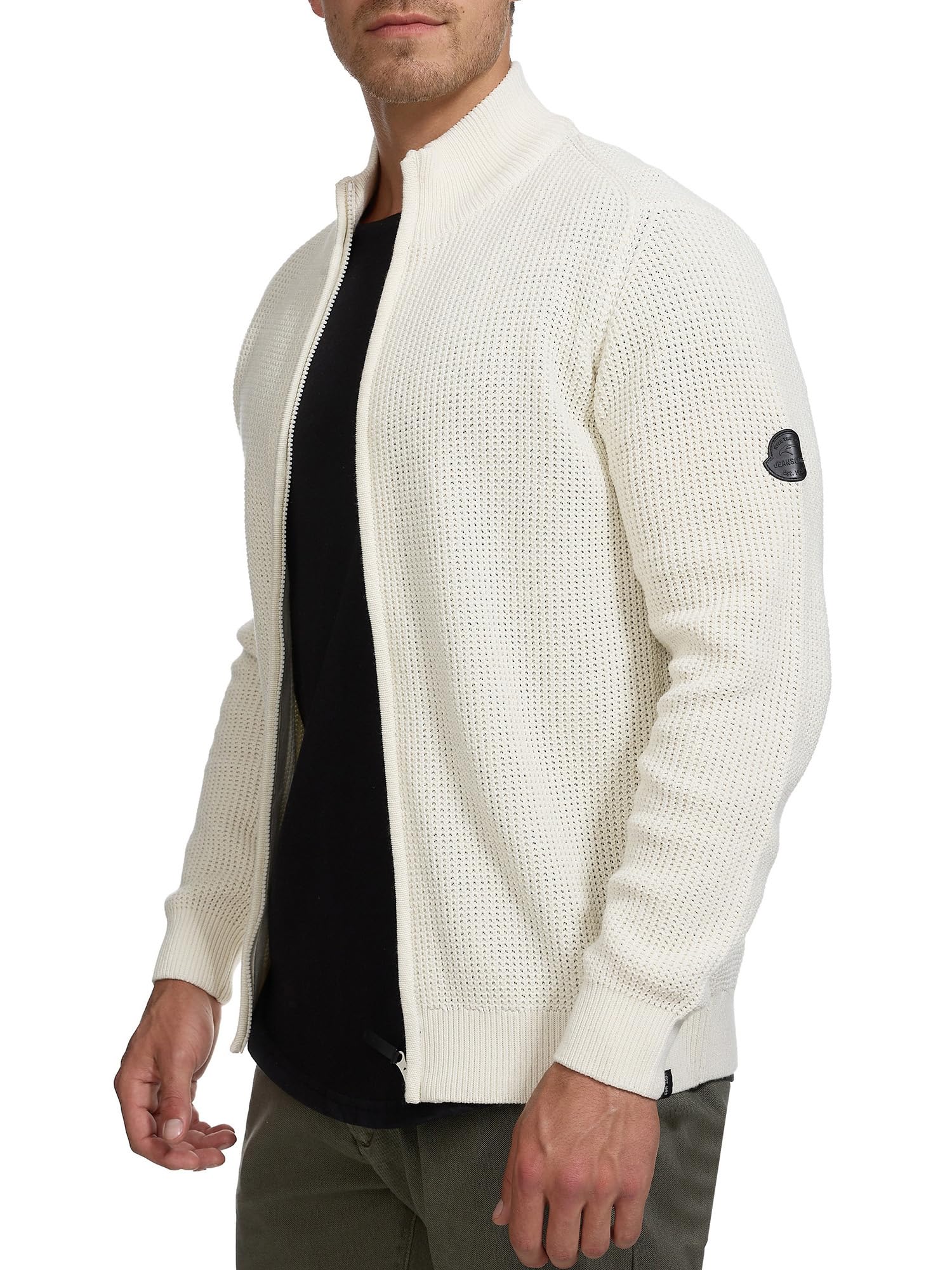 Indicode Uomini INLayton Cardigan | Maglia Aperta con Collo Alto
