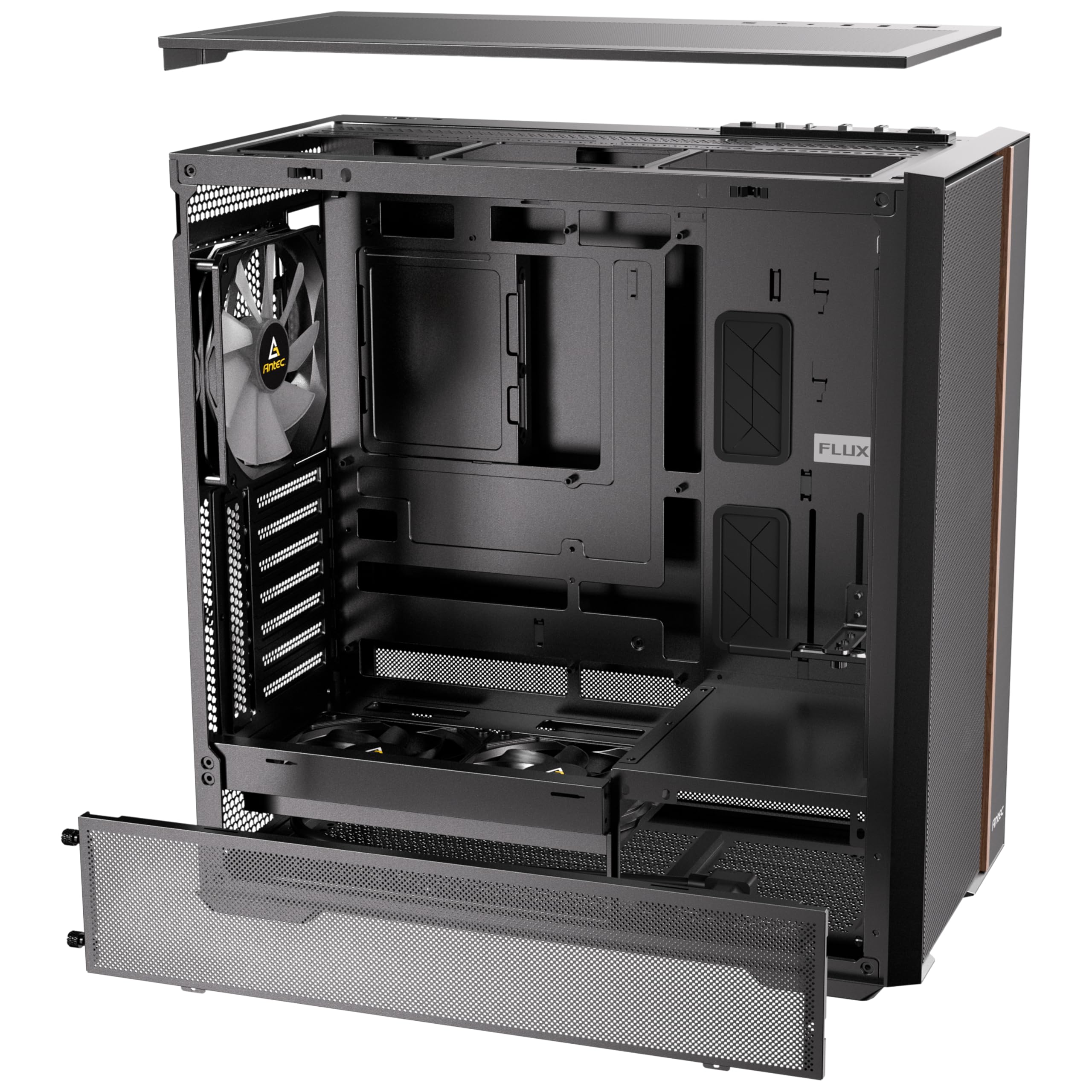 ANTEC Flux Rear ATX/Micro-ATX/ITX Boîtier Midi Tower PC, Noir