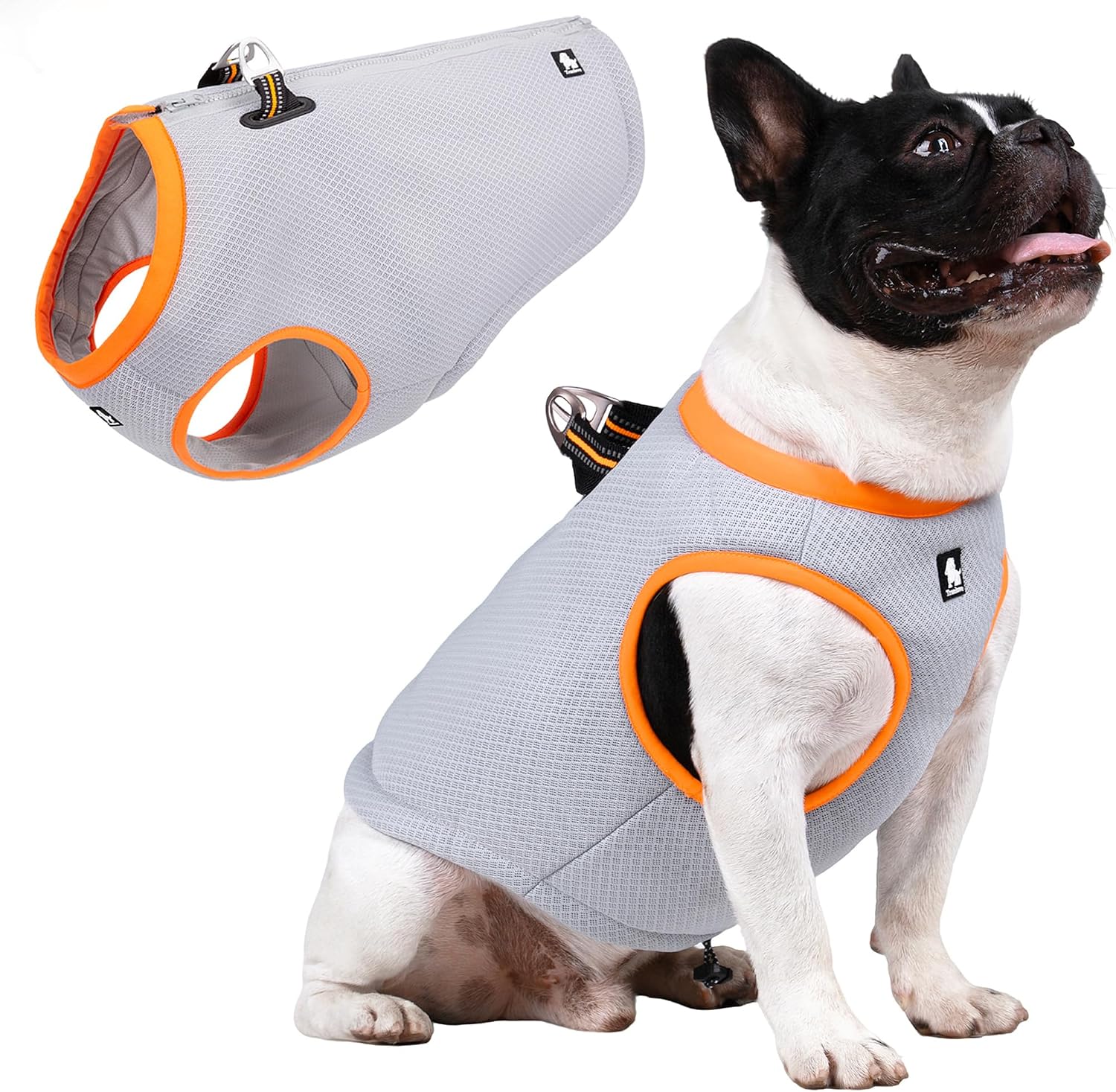 Dog Cooling Vest,Evaporative Cooling Jacket Orange,Large | Adjustable Reflective Lightweight Pet Vest with D-Ring for Summer