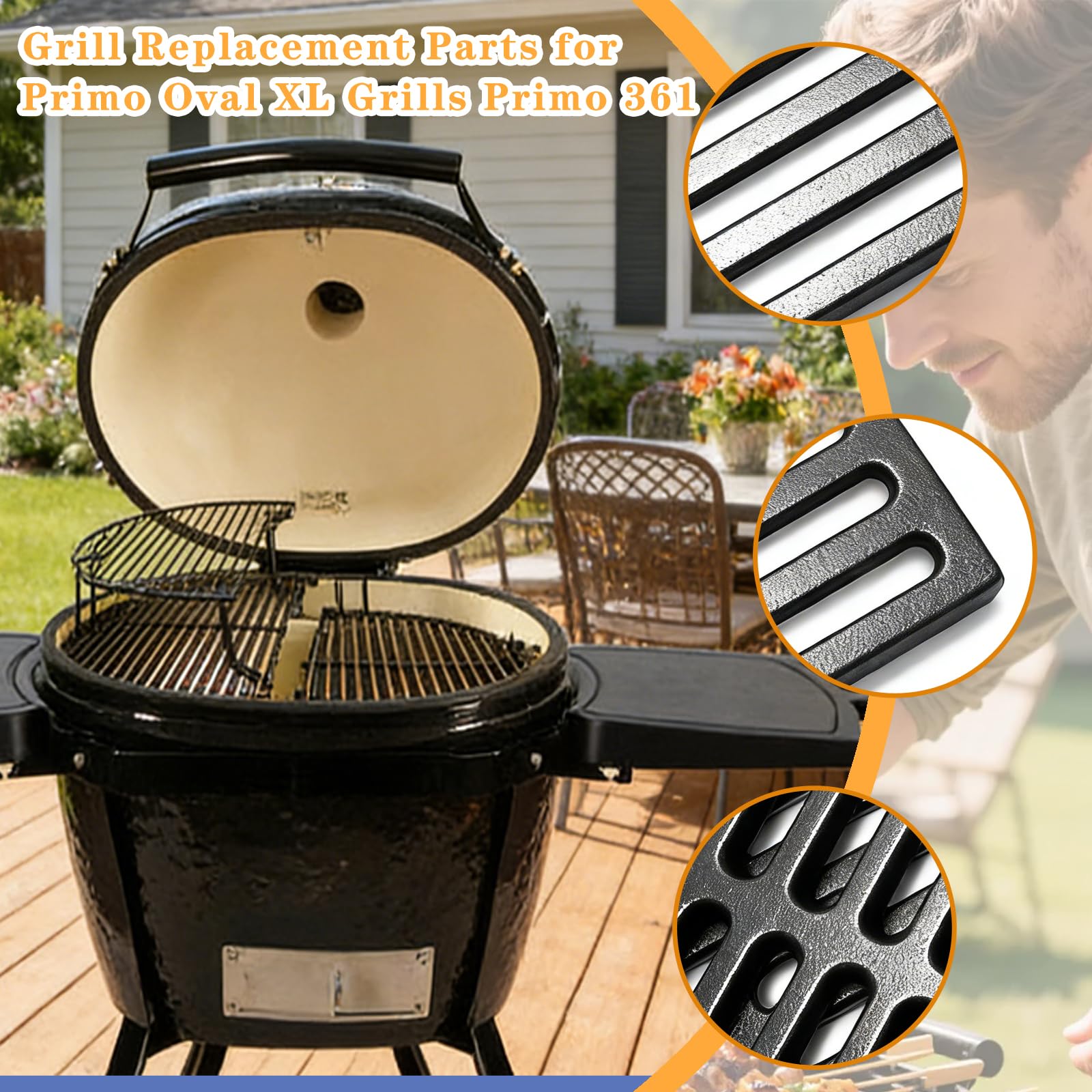 Shengyongh PPR362-1 - Parrilla de cocción para parrillas Primo Oval XL (paquete de 2)