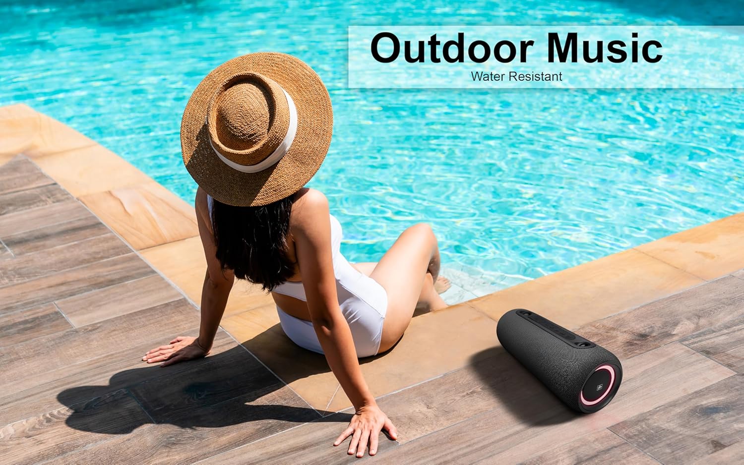 Fisher Portable Bluetooth Speaker IPX5 Waterproof Speaker, 26W PEAK Power Bluetooth Stereo, 7H Playtime, LED Lights, TWS, BT 5.3, Built-in Mic, Hands Free Calling, Wireless Electronics, Home & Outdoor - Image 9