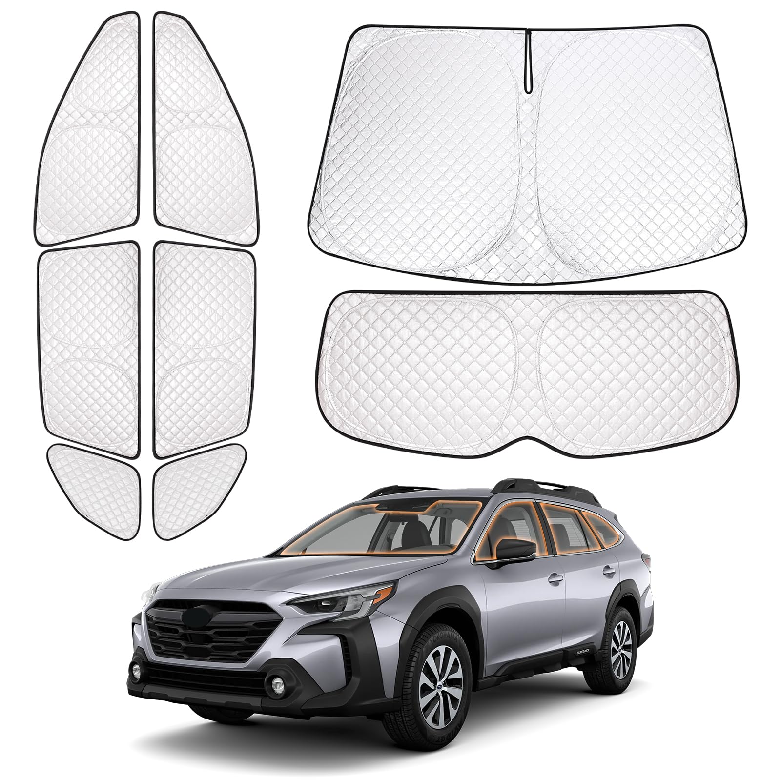 XCBYT 2021–2024 Outback Window Covers | 6-Layer Full Coverage Window Shade 99% Blackout Insulated Sun & UV Protection | Custom Fit Privacy Covers for Camping, Sleeping & Car Living (8 PCS)