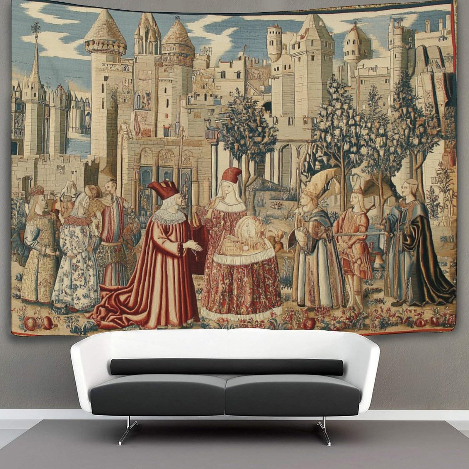 Kaiyun Style-6 Medieval History Tapestry,City Walls Wall Art Aesthetic Home Decoration For Living Room Dorm 130Cmx150cm