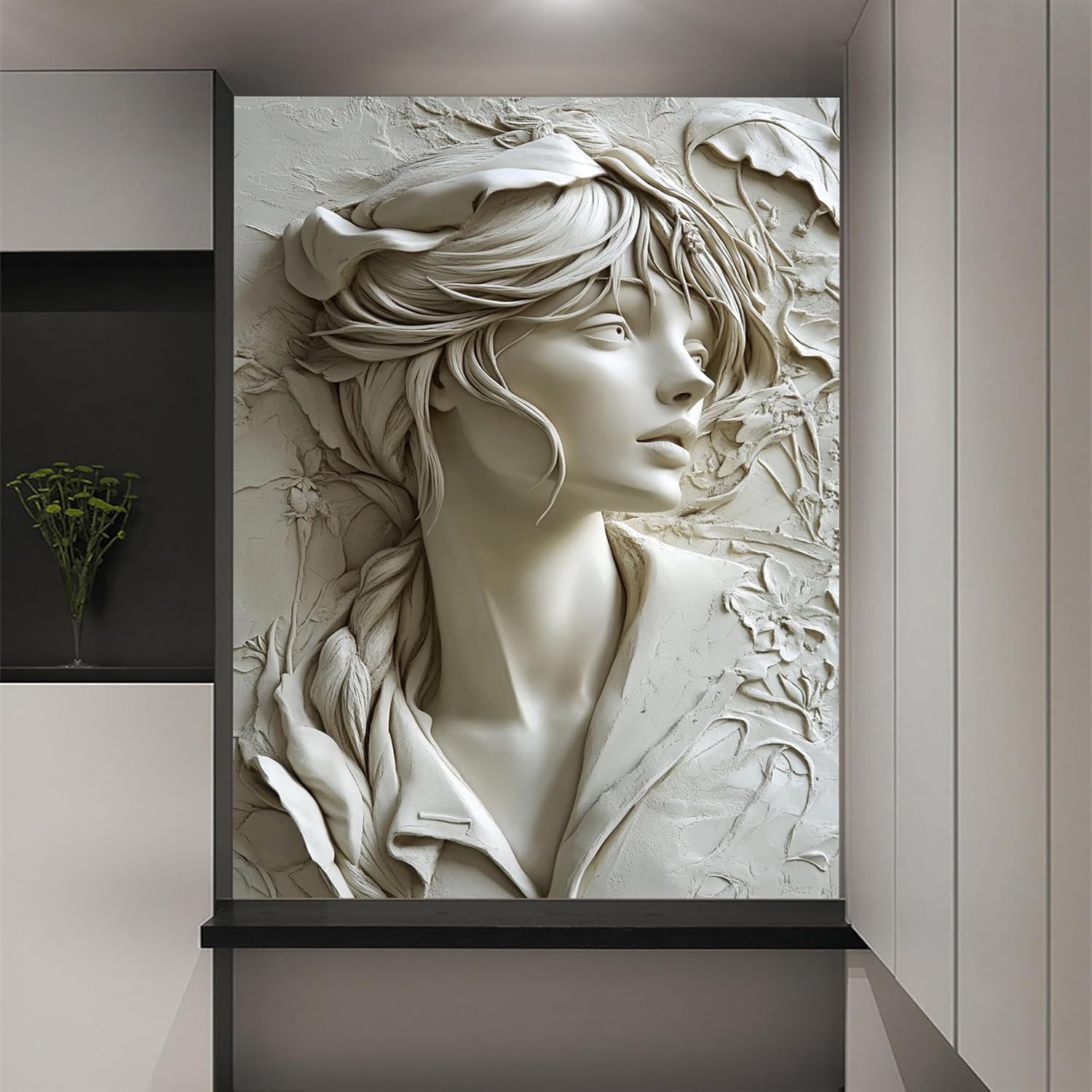 Custom Size Wall Murals - Modern Simple Beauty Embossed Relief - Self-Adhesive Removable Stick Wallpaper for Bedroom