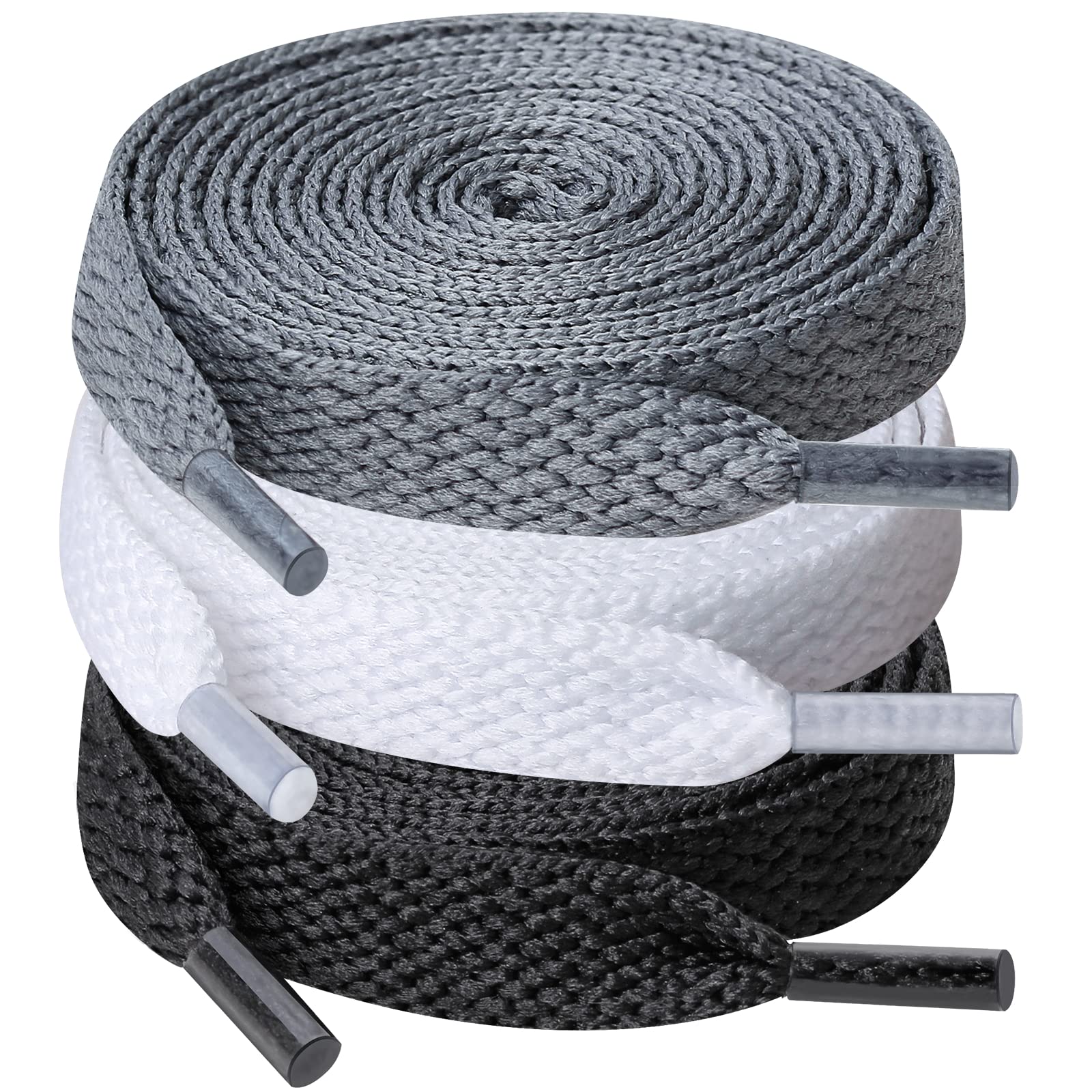 UpUGo 3 Paar Schnürsenkel, 8mm Breit Flache Schnürsenkel für Turnschuhe, Sport, Laufen, Erwachsene