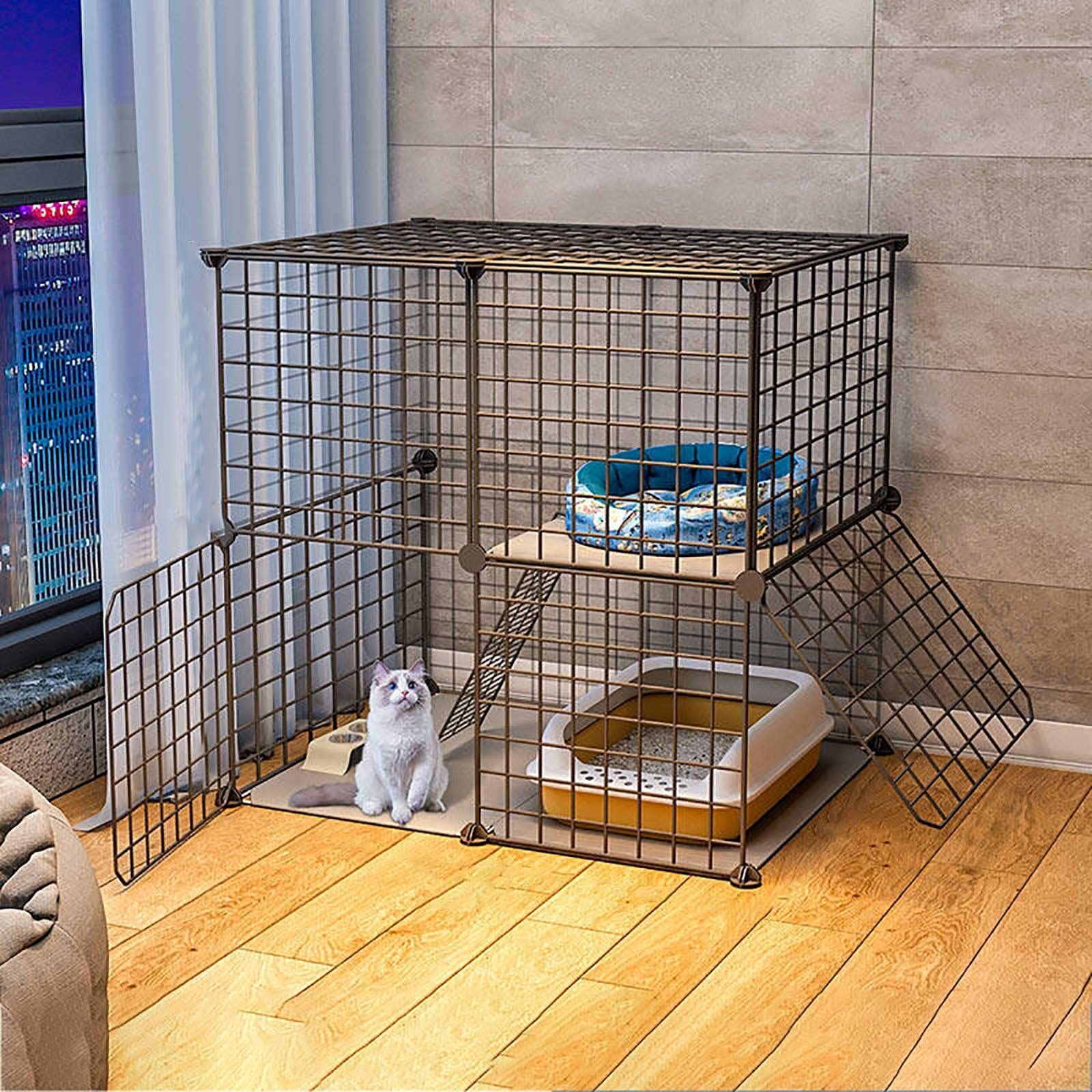 Gabbie per Gatti da Interno di Grandi Dimensioni - Gabbia per Gatti, recinto per Gatti, recinto per Gatti da Esterno, recinto per Gatti Chiuso per Balcone, Gabbia per furetti, recinto per an