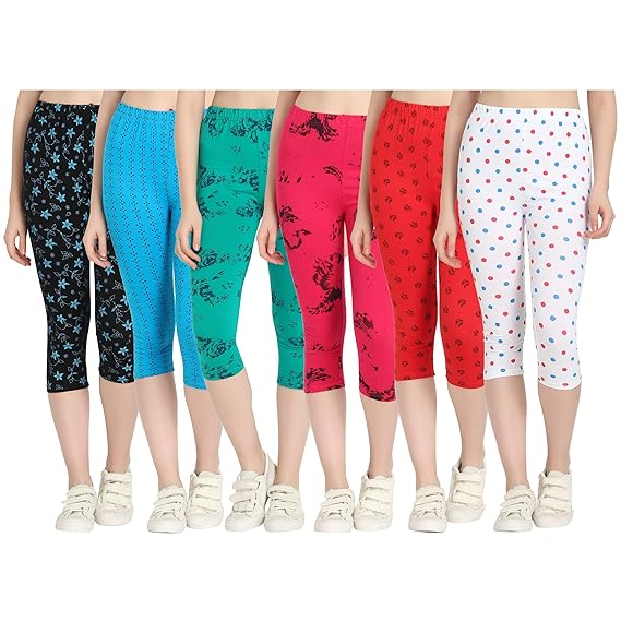 Printed Capri for Womens/Girl Pack of 6