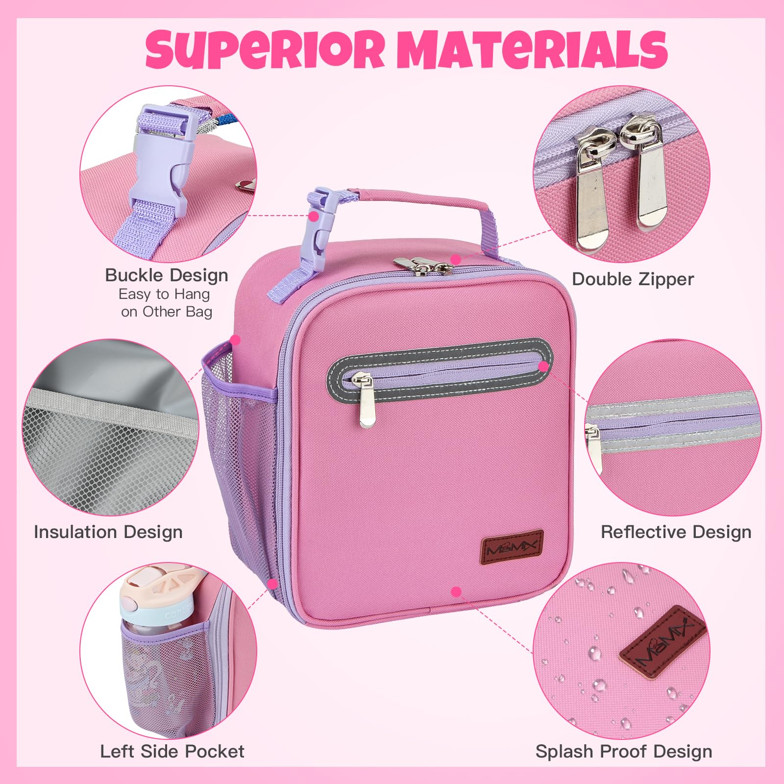 MaMix Boîte à bento pour adulte, boîte à déjeuner pour enfants, avec sac à déjeuner pour adultes/enfants/étudiants, 1300 ml - Boîte à bento à 4 compartiments (ensemble violet)