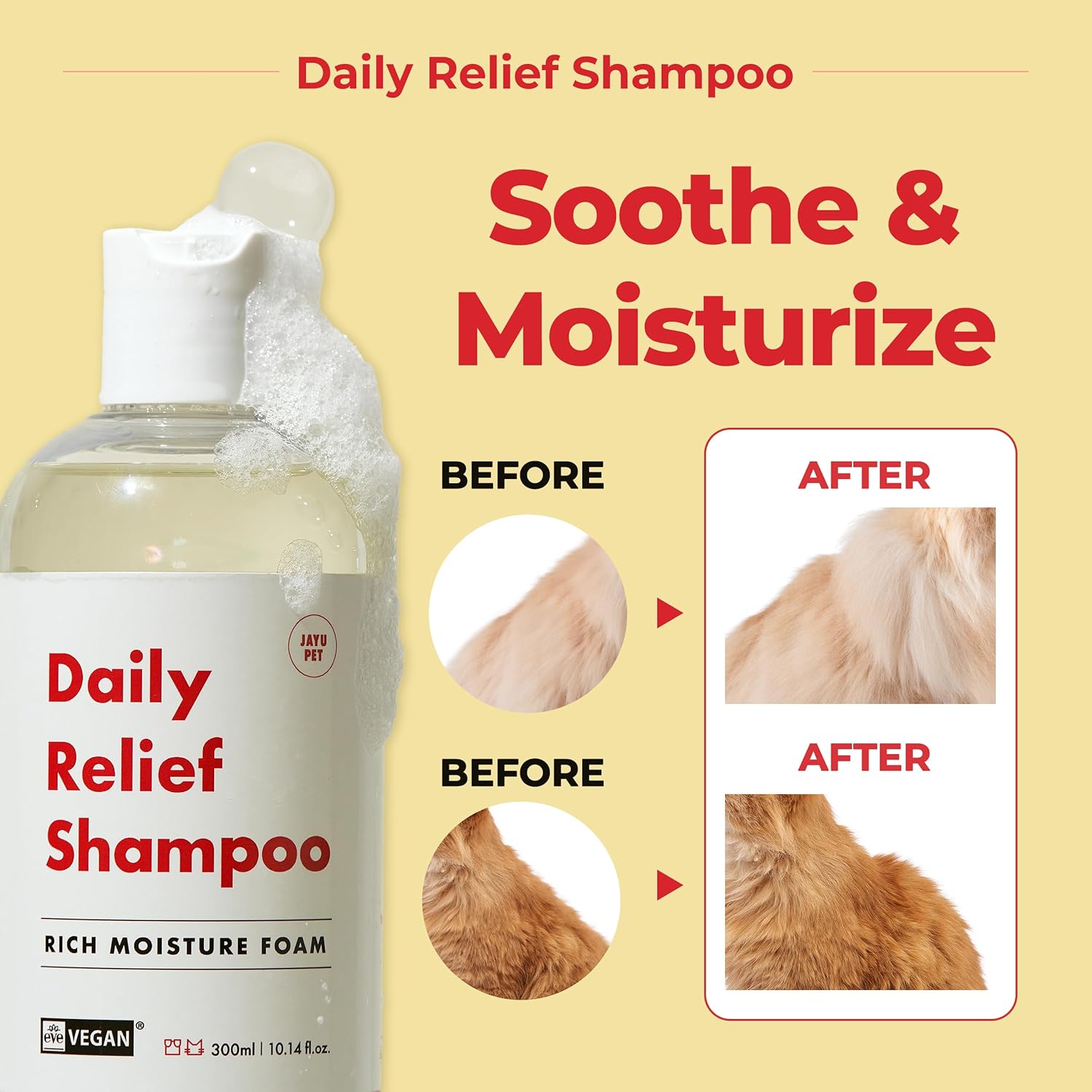 JAYU PET Daily Relief Shampoo - Vet Approved for Itchy Sensitive Skin, Natural Ingredients for Allergies. Moisturizing, Deodorizes Smelly Dogs, Best Odor Eliminating Dog Shampoo (10.1oz) 6 81RnmMd+WQL. AC SL1500