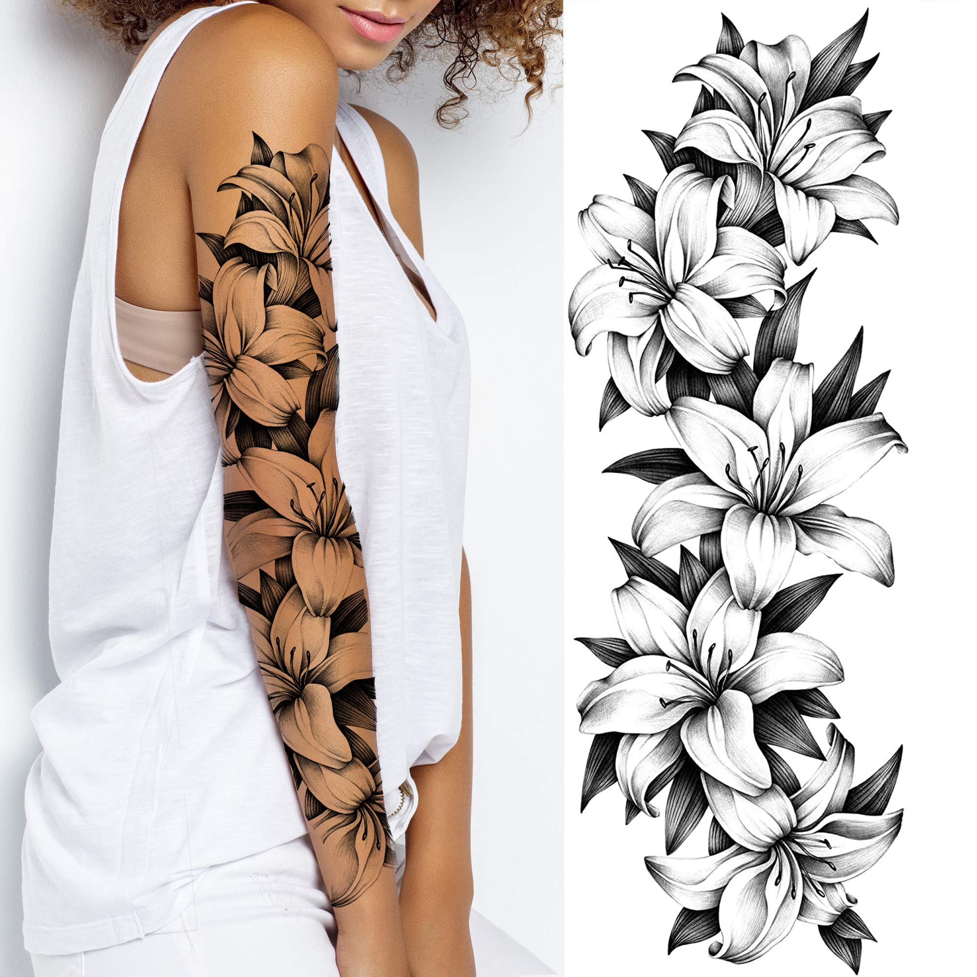 Amazon.com : Tatodays 2 x Temporary tatoo sticker stick on lillies