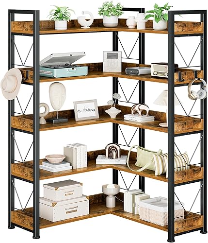 Vista 10 de DUMOS Estantería de 3 niveles, estante clásico para libros, estantes altos para sala de estar, hogar, oficina, organizador de almacenamiento