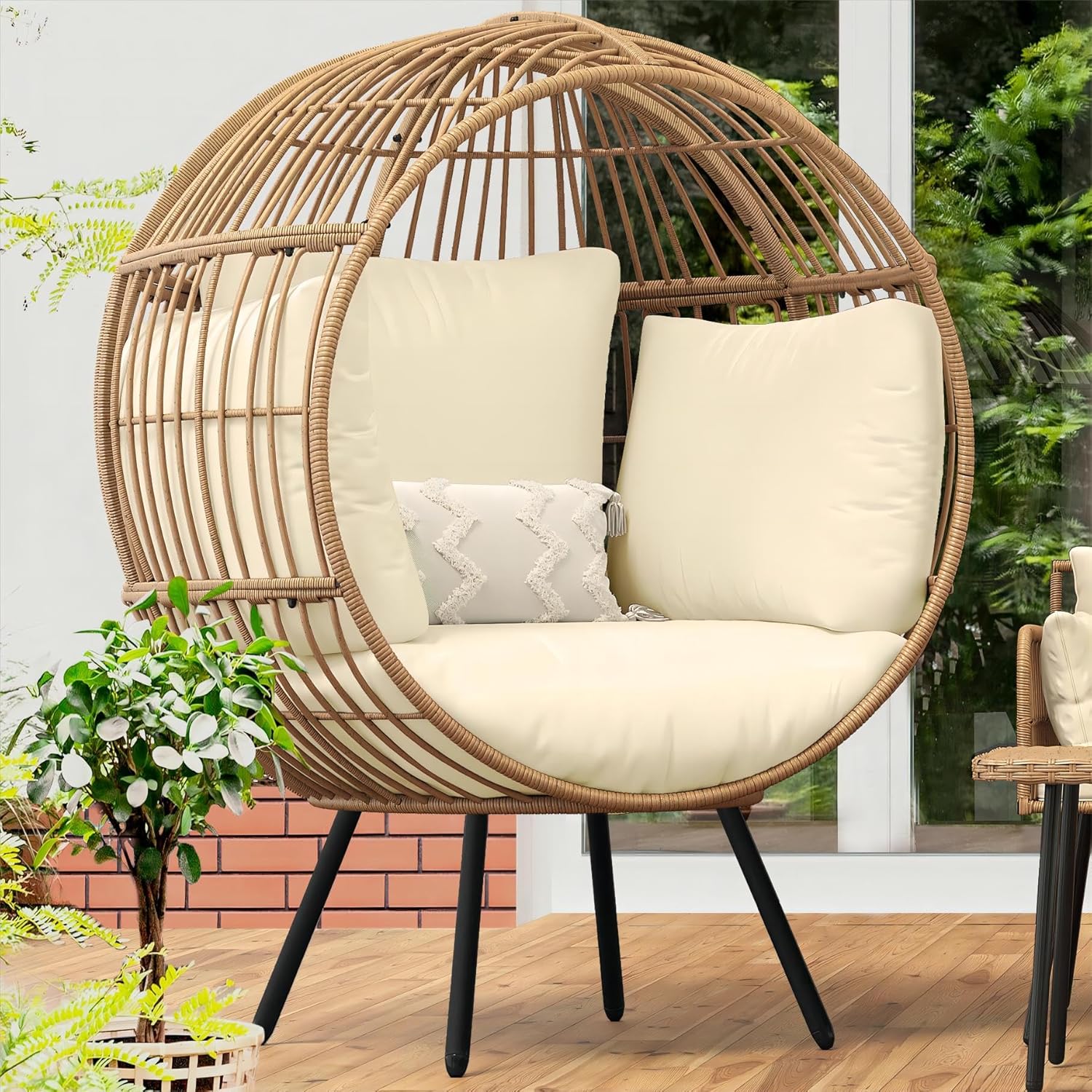 Amazon.com : YITAHOME Egg Chair Wicker Outdoor Indoor, Oversized ...