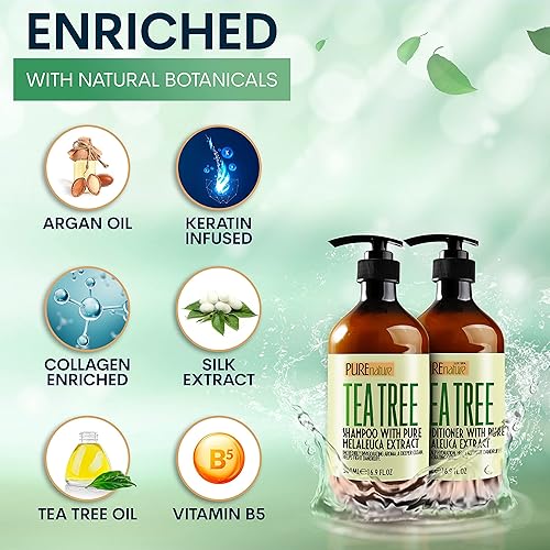 Miniatura 4 de Pure Nature - Juego de champú y acondicionador de aceite de árbol de té y mascarilla para el cabello con aceite de árbol de té