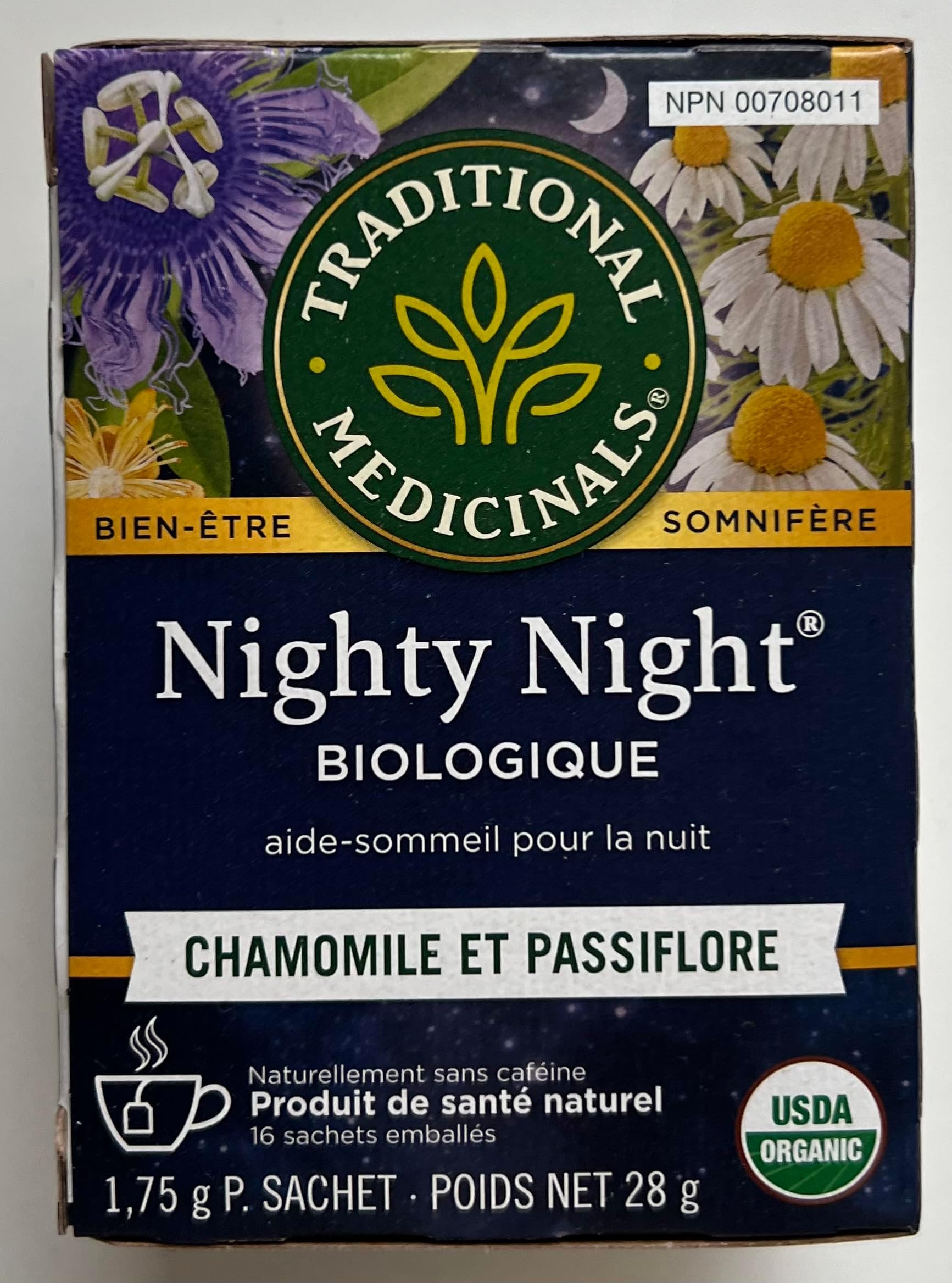 Organic Nighty Night with Passionflower Herbal Tea, Promotes a Good Night’s Sleep, (Pack of 1) - 16 Tea Bags