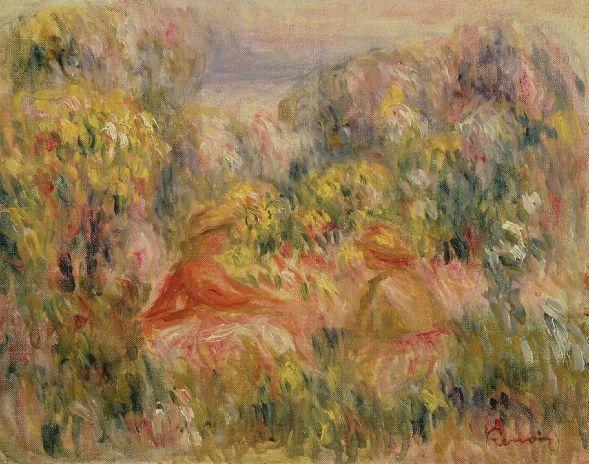 SERENDIPITP Retro Picture Poster Wall Art Pictures Painting Two Figures in Landscape by Pierre Auguste Renoir Wall Art Canvas Print for Wall Decor 60x90cm