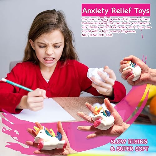 Miniatura 4 de Juguetes esponjosos de unicornio, kit de levantamiento lento para pintar tus propios squishies, paquete de juguetes grandes para aliviar el estrés