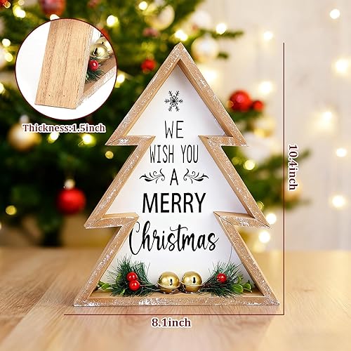 Miniatura 2 de Decoraciones de mesa de Navidad para el hogar, árbol de Navidad, centro de mesa de árbol de Navidad, árbol de Navidad rústico, letrero de mesa,