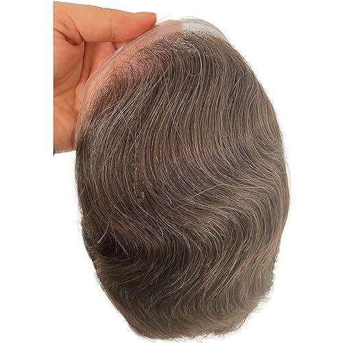 Miniatura 6 de Toupee para hombres Europeo Cabello humano suizo Encaje frente Piezas de pelo Piel fina PU V-looped Sistema de reemplazo de cabello de los hombres