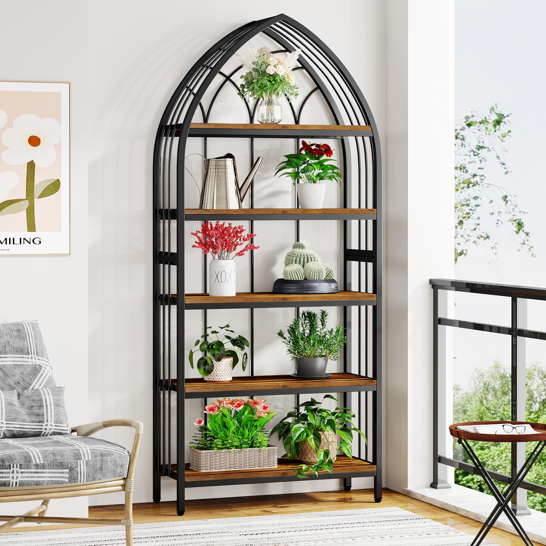 Diagram of the Tribesigns 5-Tier Plant Stand with dimensions
