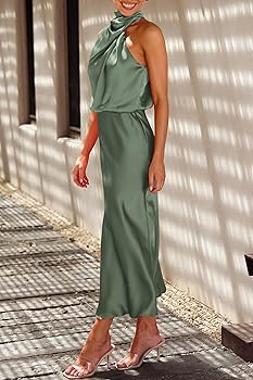 pois ポワ saten summer dress PRETTYGARDEN Women's 2025 Summer Satin Dress Elegant