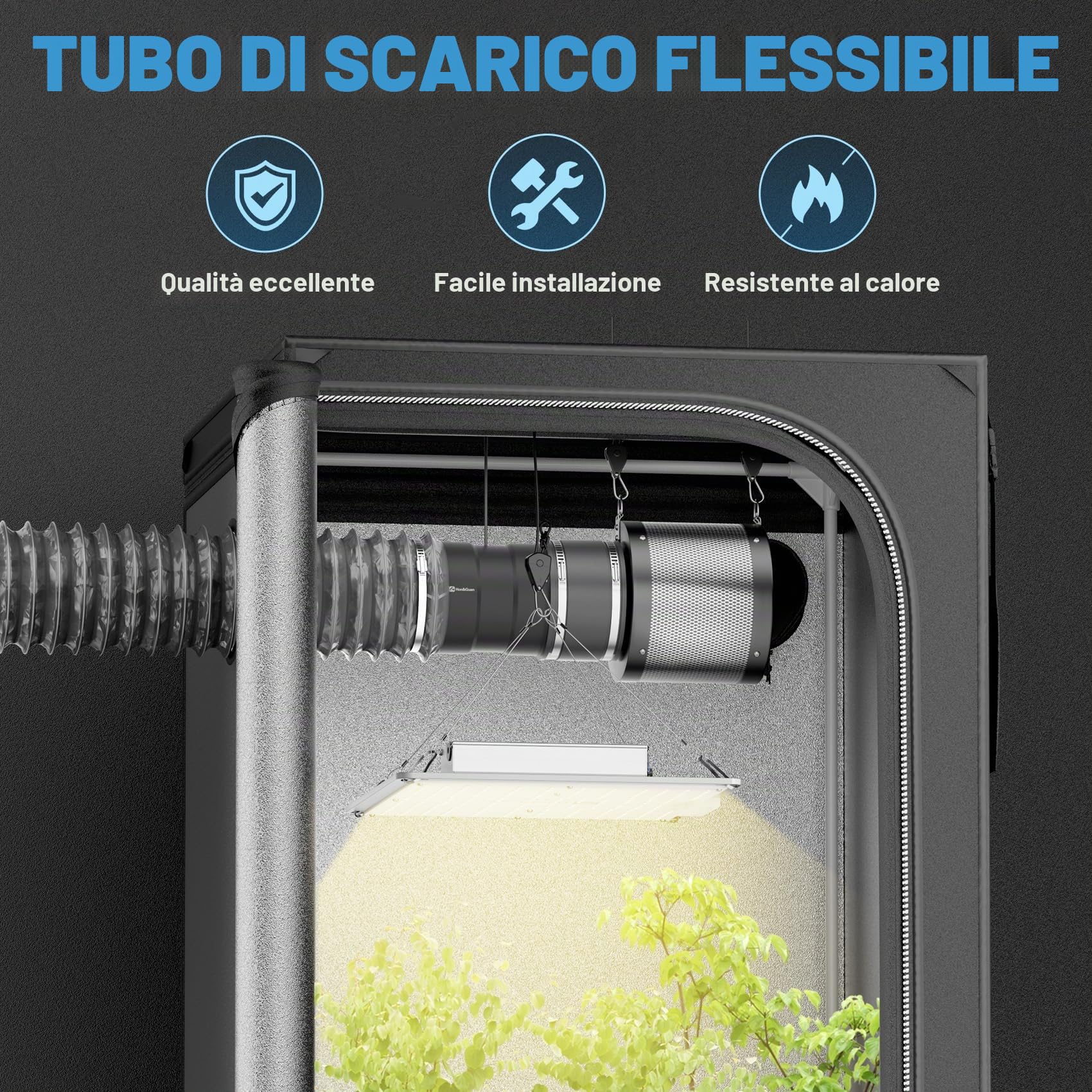 Hon&Guan Ø100mm x 5m Isolato Tubo di Ventilazione in Alluminio PVC Cappa | Flessibile Cappa Cucina Tubo di Scarico Isolamento Termico con 2 Morsetti in Acciaio per Bagno Condizionatore Condotto Grigio