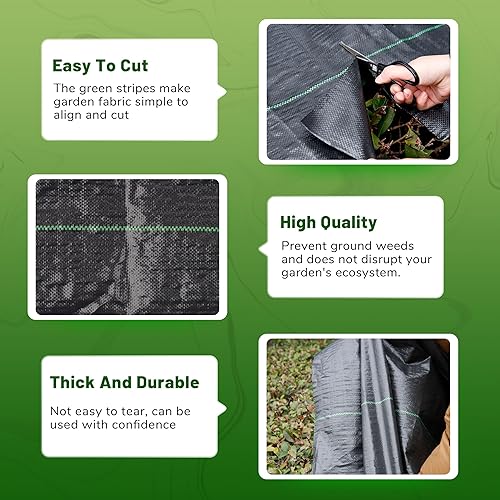Miniatura 6 de TOPHOUSE Tela de paisaje resistente de 3 x 50 pies, barrera de malezas para huerto (3.2 onzas)